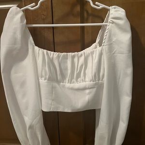 Princess Polly white ruffle long sleeve size 2